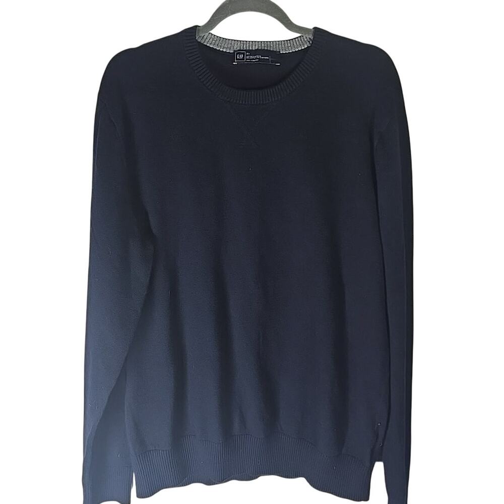 GAP Cotton Cashmere Crew Neck Sweater Mens XL Navy Blue Regular Fit Long Sleeve